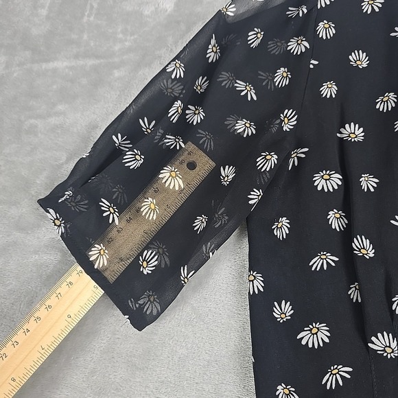 Aritzia Wilfred Daisy Floral Mini Dress 2 Black Grunge Full Button-Front Sheer - Picture 5 of 11